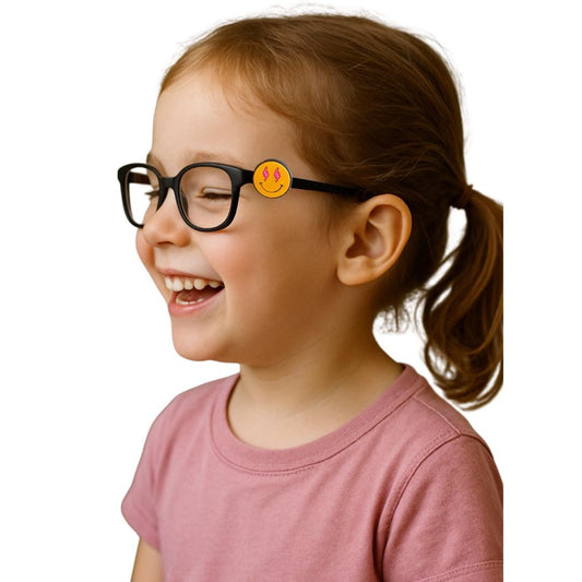 Smiley Face Lightning Eyes Glasses Charm for Kids: Fun Eyeglass Accessory