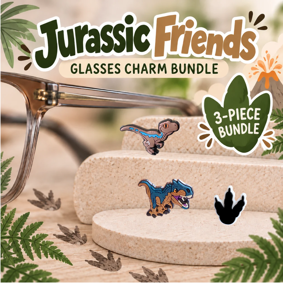 Jurassic Friends Glasses Charm Bundle