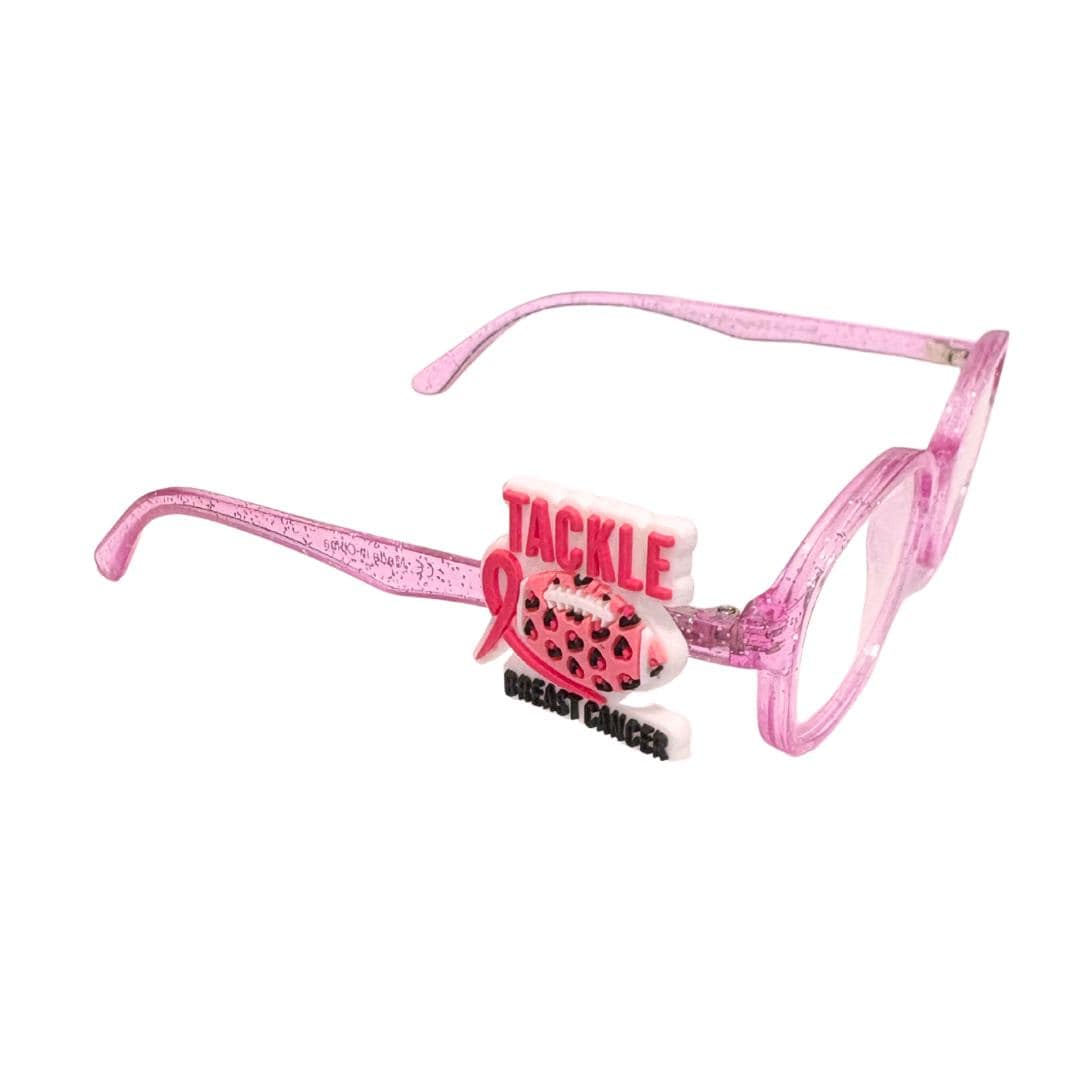 Breast Cancer Awareness Football Glasses Charm: Personalized Eyewear Accessory