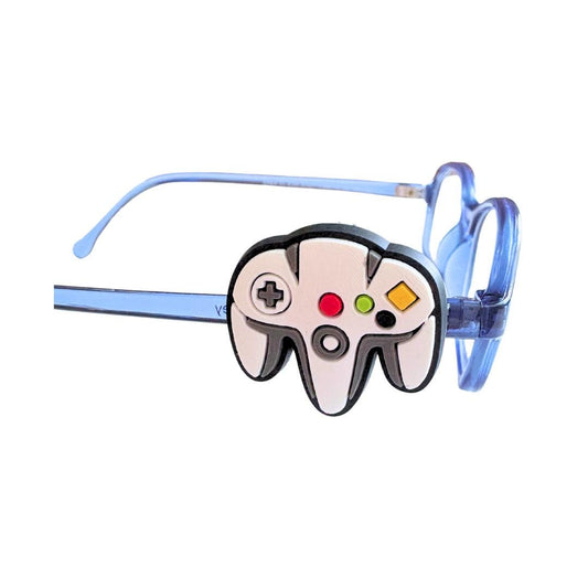 White Game Controller Glasses Charm for Kids: Fun Eyeglass Accessory