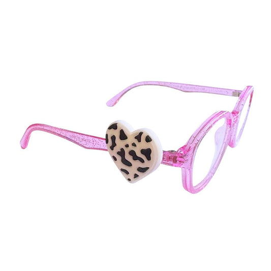 Cowprint Heart Glasses Charm for Kids: Fun Eyeglass Accessory