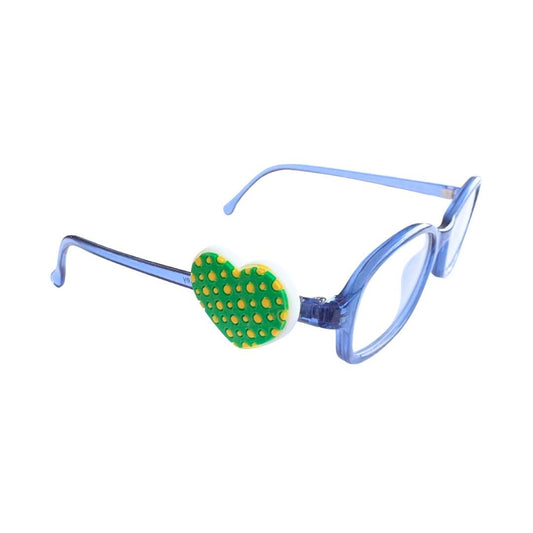 Green and Yellow Polkadot Heart Glasses Charm for Kids: Fun Eyeglass Accessory