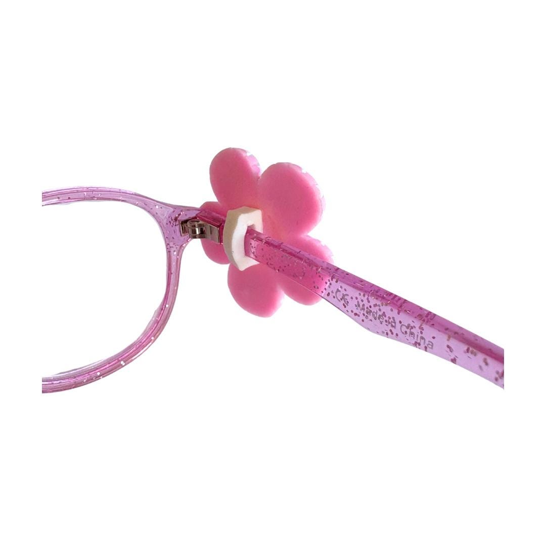 Pink Checkered Flower Glasses Charm | Kids Eyewear Decoration
