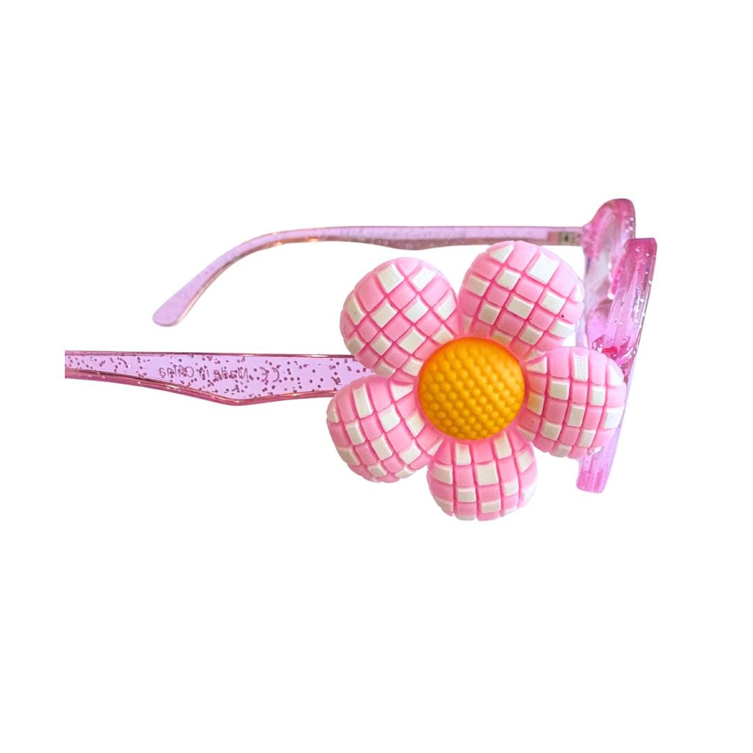 Pink Checkered Flower Glasses Charm | Kids Eyewear Decoration