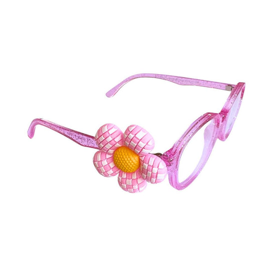 Pink Checkered Flower Glasses Charm | Kids Eyewear Decoration