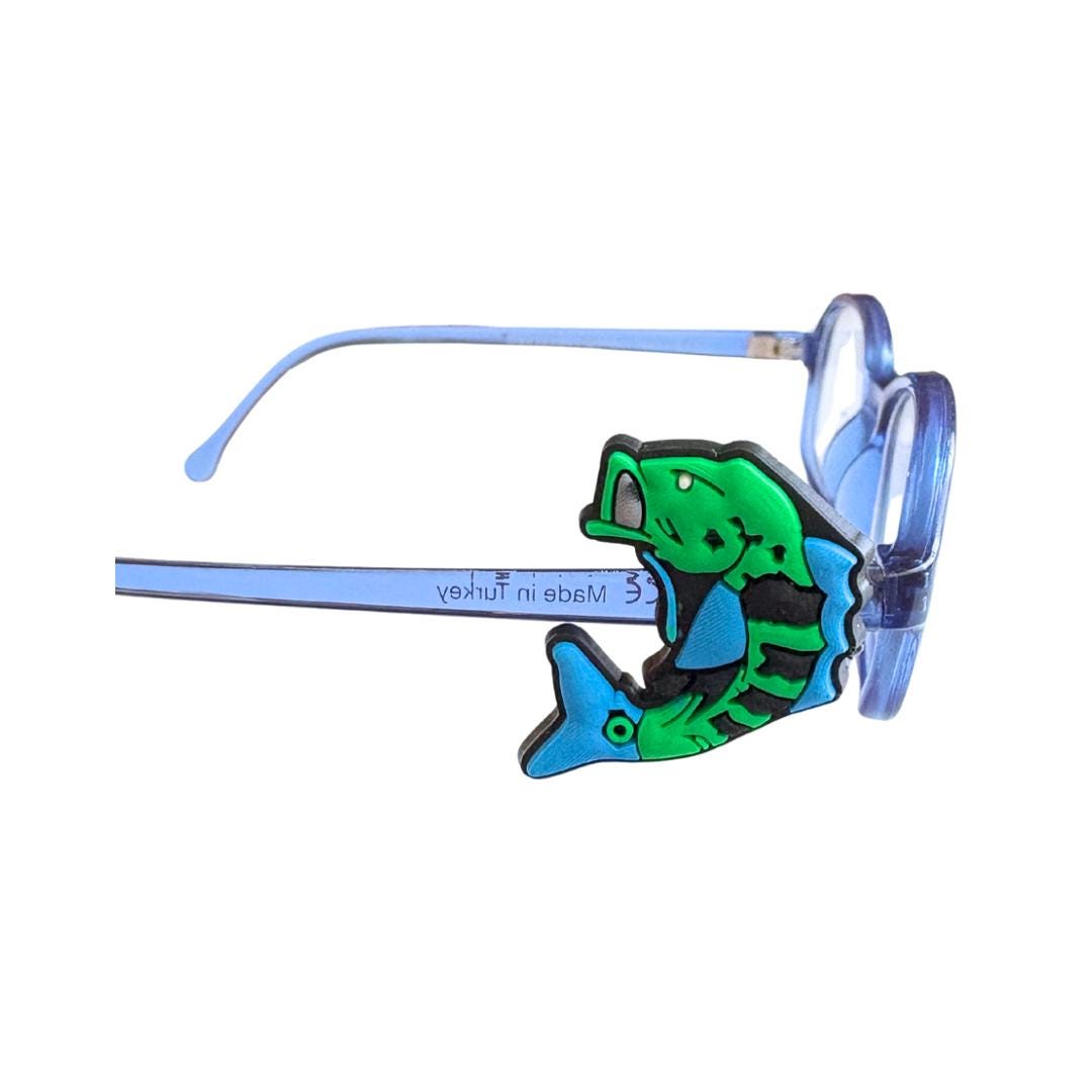 Bass Fishing Glasses Charm for Kids: Fun Fish Eyeglass Accessory