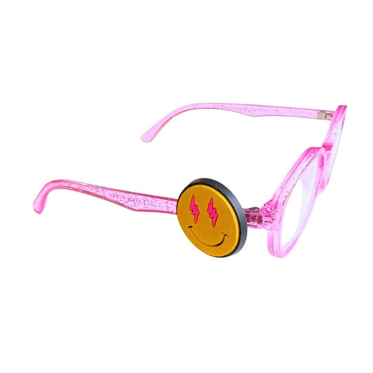 Smiley Face Lightning Eyes Glasses Charm for Kids: Fun Eyeglass Accessory