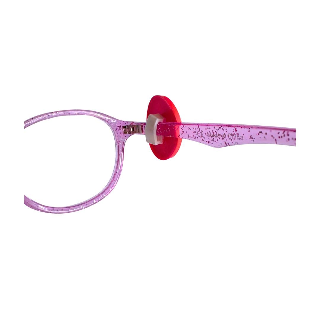 Pink Smiley Face Lightning Eyes Glasses Charm for Kids: Fun Eyeglass Accessory