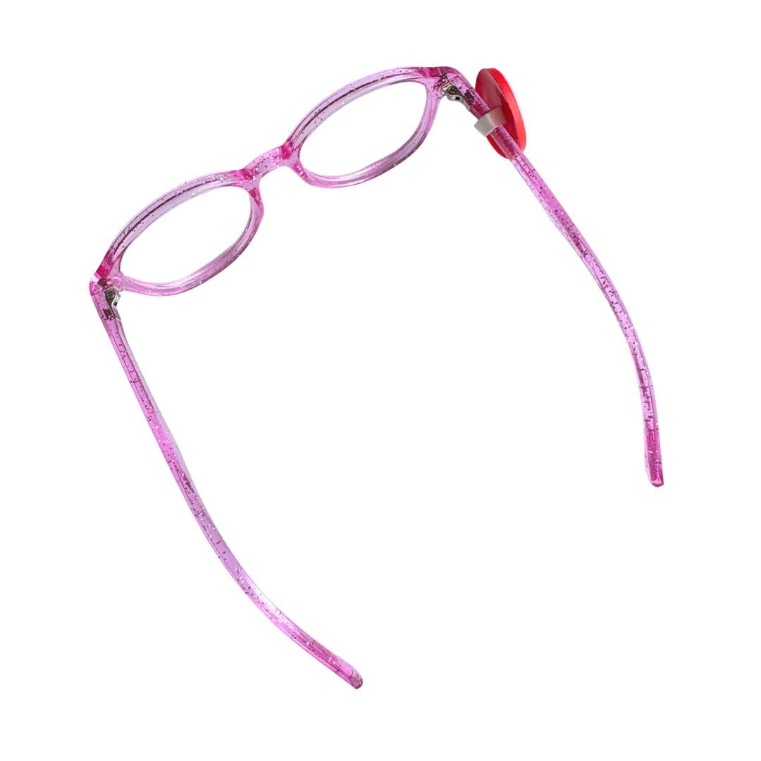Pink Smiley Face Lightning Eyes Glasses Charm for Kids: Fun Eyeglass Accessory