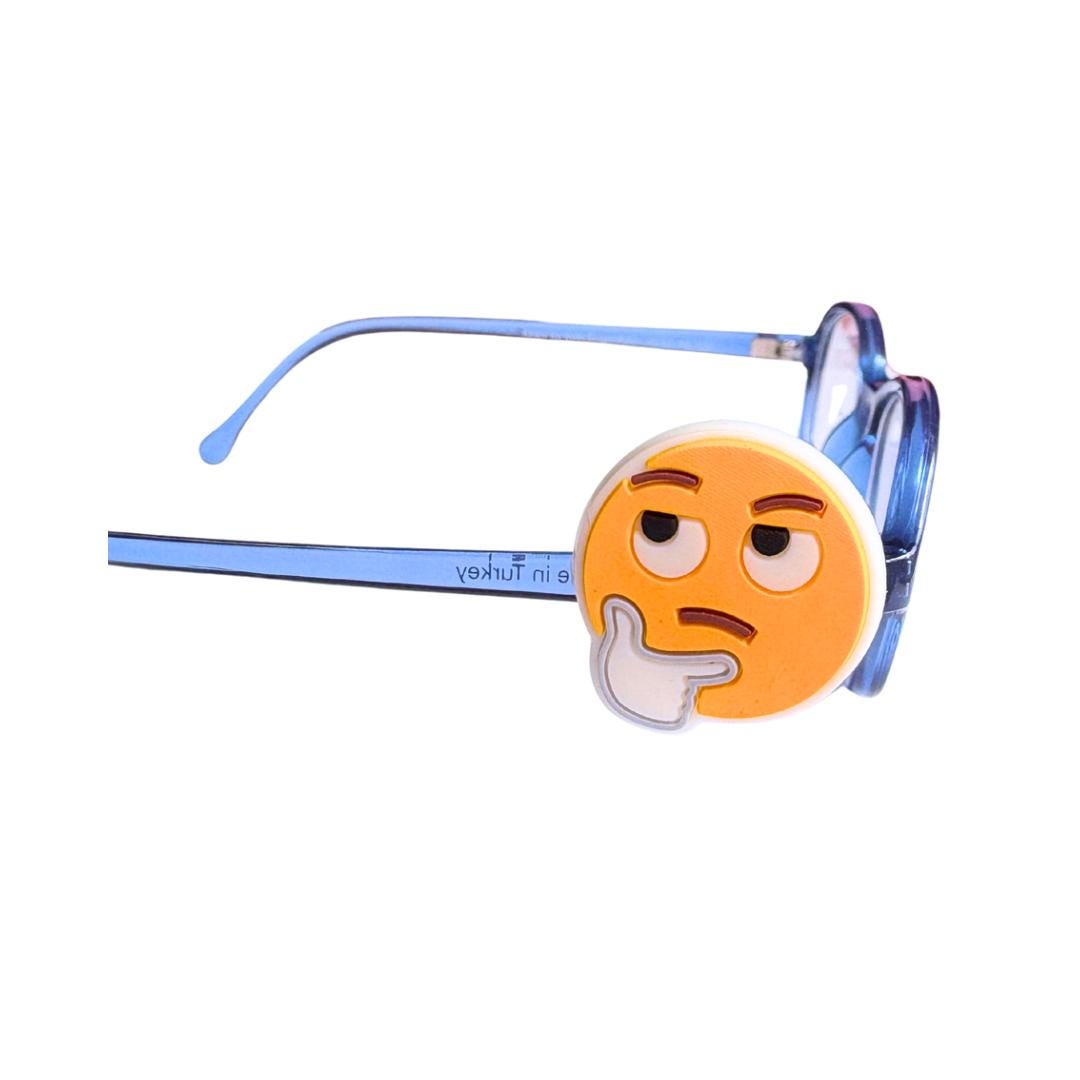 Thinking Smiley Face Lightning Eyes Glasses Charm for Kids: Fun Eyeglass Accessory