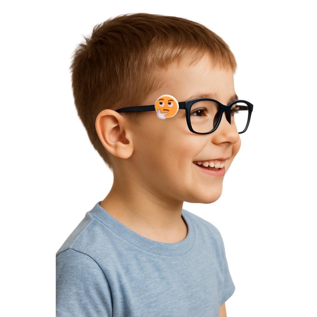 Thinking Smiley Face Lightning Eyes Glasses Charm for Kids: Fun Eyeglass Accessory