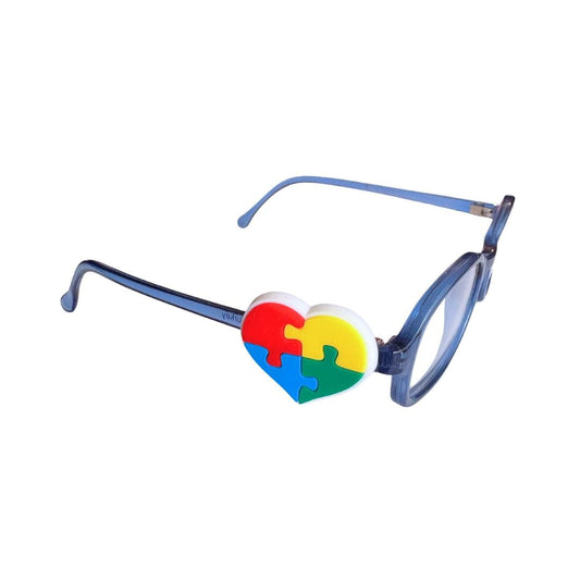 Autism Heart Puzzle Glasses Charm for Kids: Fun Eyeglass Accessory