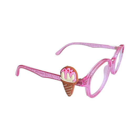 Vanilla and Strawberry Ice Cream Cone Glasses Charm for Kids: Fun Eyeglass Accessory