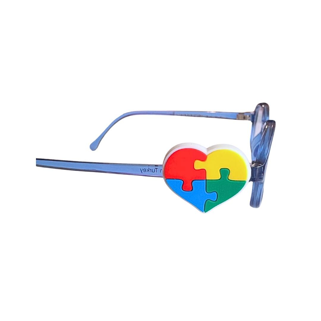 Autism Heart Puzzle Glasses Charm for Kids: Fun Eyeglass Accessory