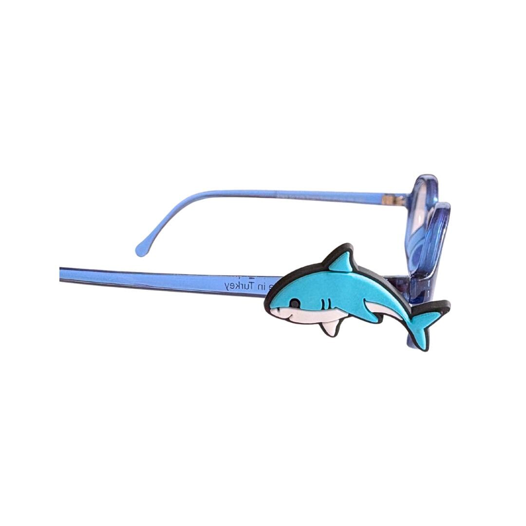 Blue Shark Glasses Charm for Kids: Fun Eyeglass Accessory