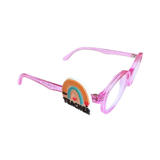 Teacher Rainbow Glasses Charm for Kids: Fun Teaching Eyeglass Accessory