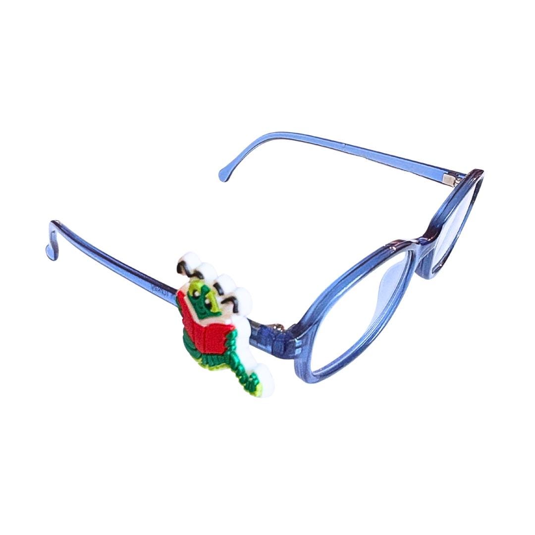 Bookworm Glasses Charm for Kids: Fun Back to School Eyeglass Accessory