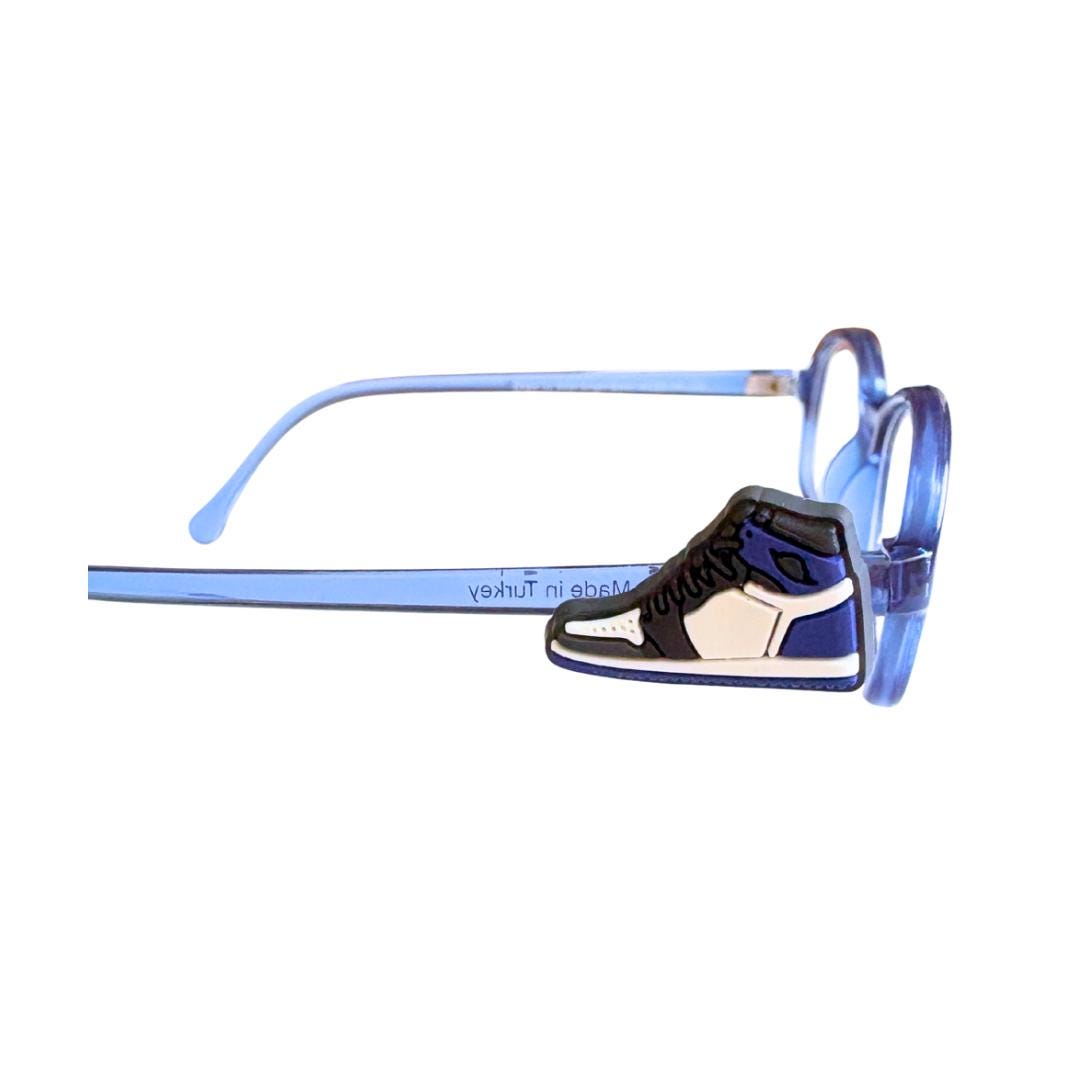 Blue and White High Top Sports Shoe Eyeglass Charm for Kids: Personalized Glasses Accessory