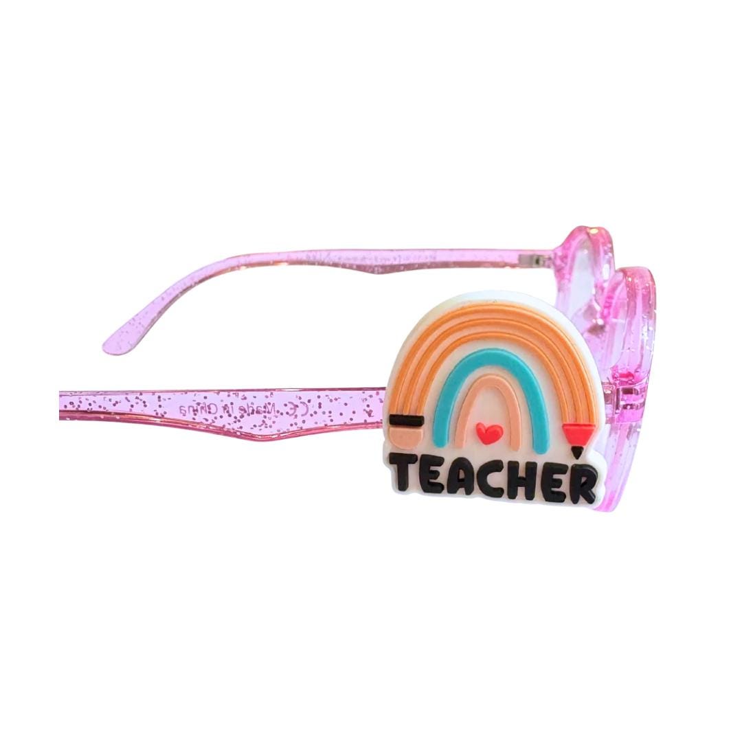 Teacher Rainbow Glasses Charm for Kids: Fun Teaching Eyeglass Accessory