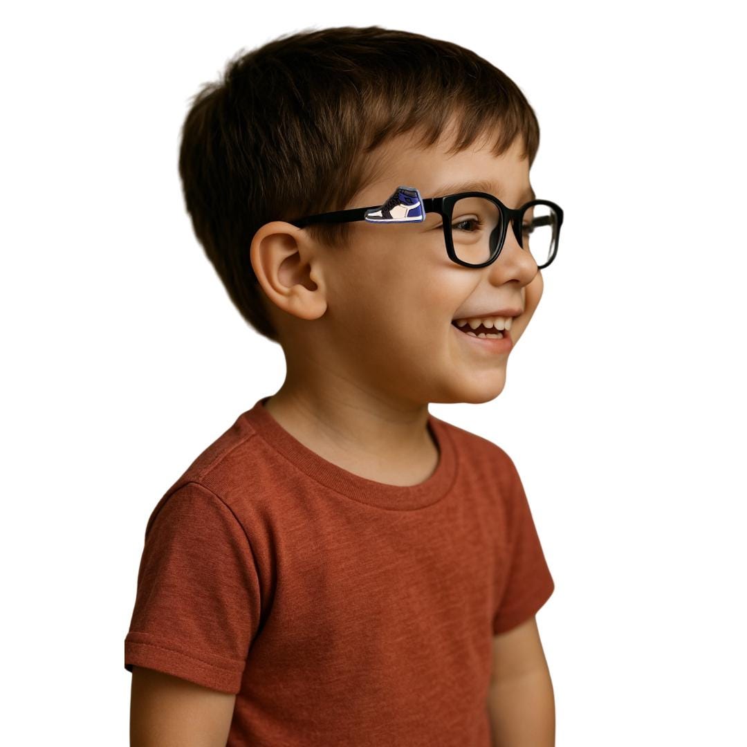 Blue and White High Top Sports Shoe Eyeglass Charm for Kids: Personalized Glasses Accessory