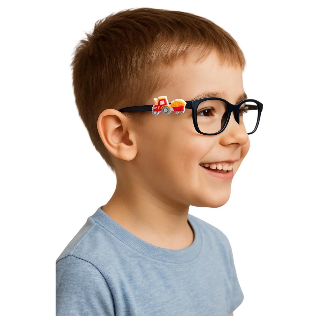 Little Tractor Glasses Charm for Kids: Fun Eyeglass Accessory