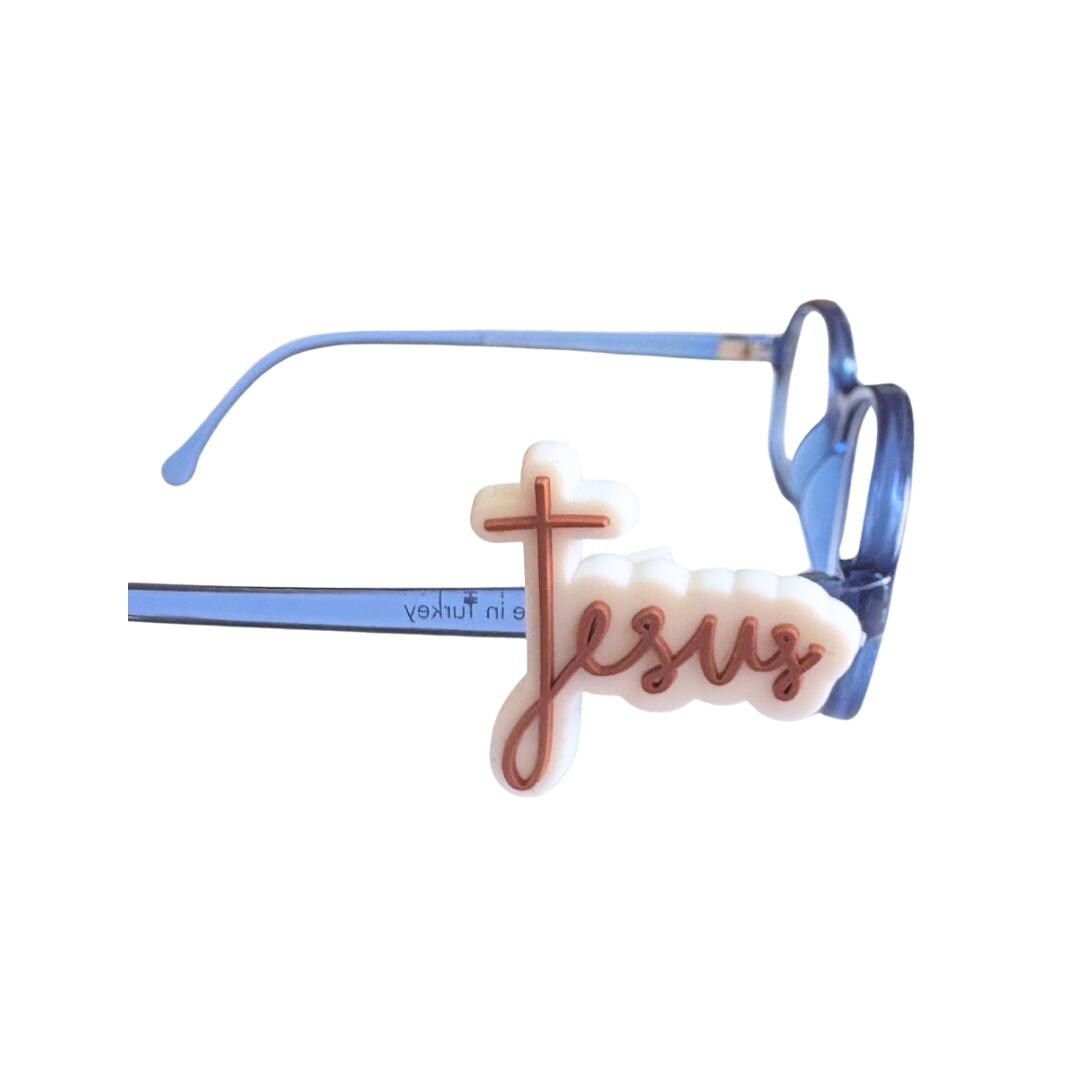 Jesus with Cross Glasses Charm for Kids: Fun Eyeglass Accessory