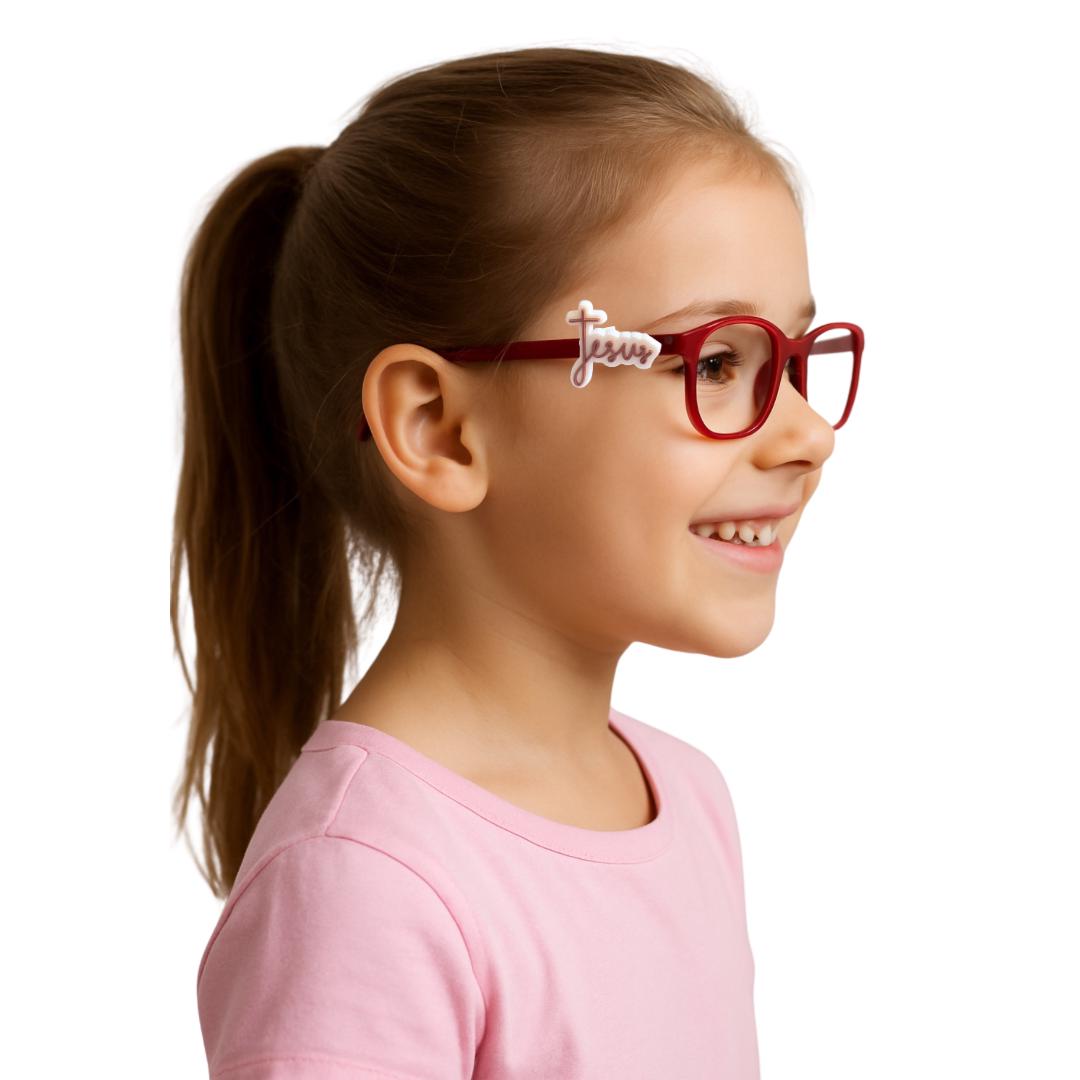 Jesus with Cross Glasses Charm for Kids: Fun Eyeglass Accessory