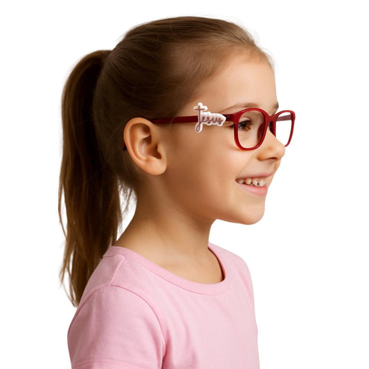 Jesus with Cross Glasses Charm for Kids: Fun Eyeglass Accessory