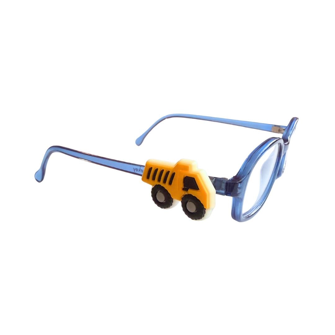 Yellow Dump Truck Glasses Charm for Kids: Fun Eyewear Accessory