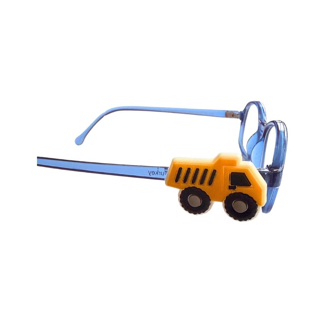 Yellow Dump Truck Glasses Charm for Kids: Fun Eyewear Accessory