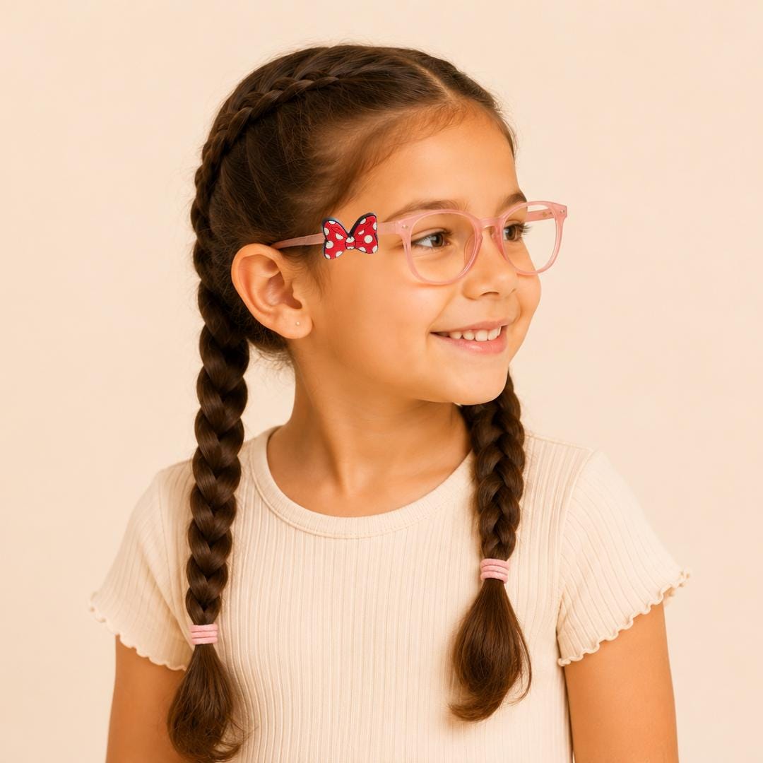 Red Polka Dot Bow Glasses Charm for Kids: Fun Eyeglass Accessory