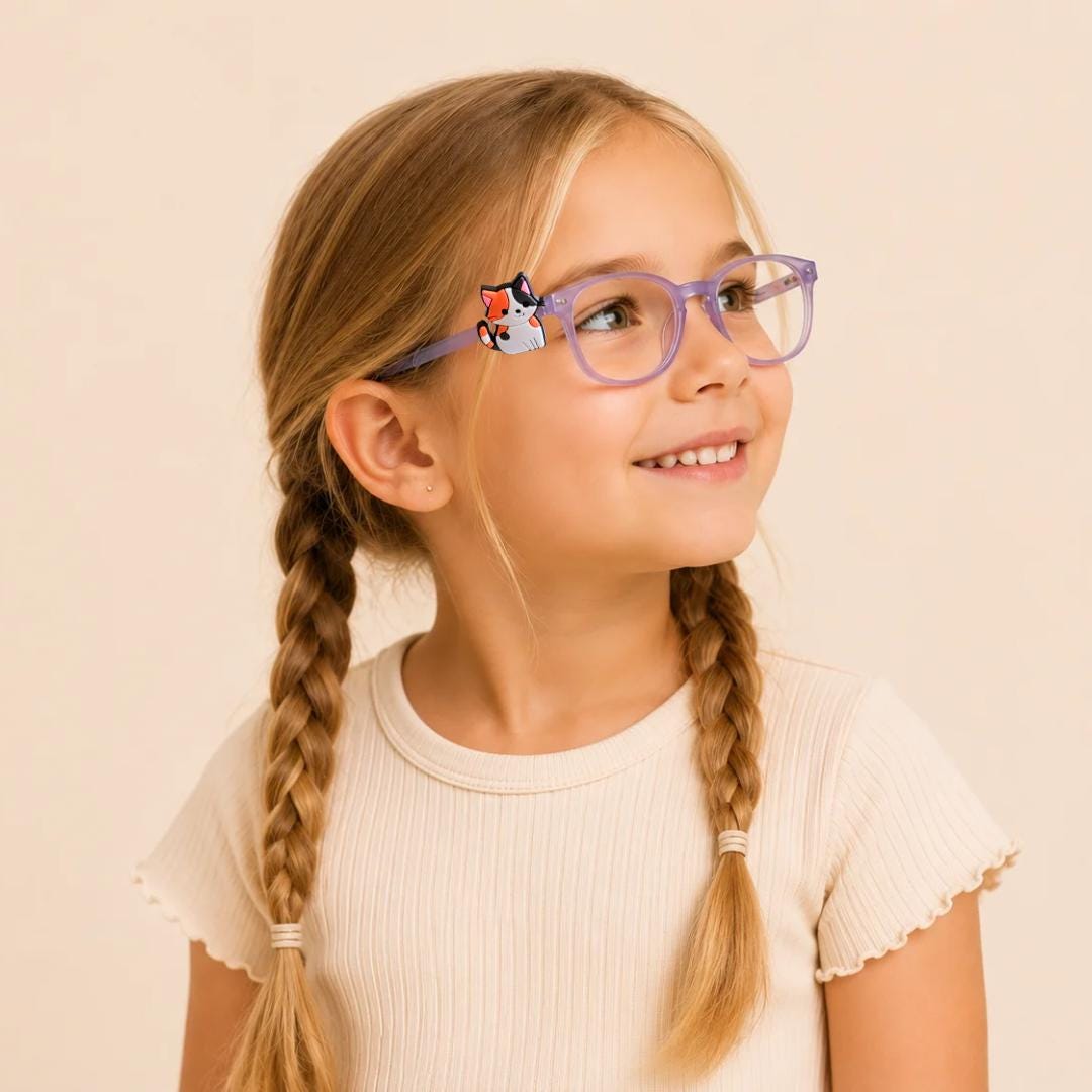 Pet Calico Cat Glasses Charm | Fun Eyeglass Accessory for Kids